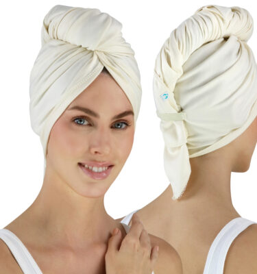 Hair RePear Cotton Hair Towel Wrap – Anti-Frizz Hair Drying Towel for Women | Soft Absorbent Plopping Towel for Curly, Wavy & Straight Hair (29” x 45”)