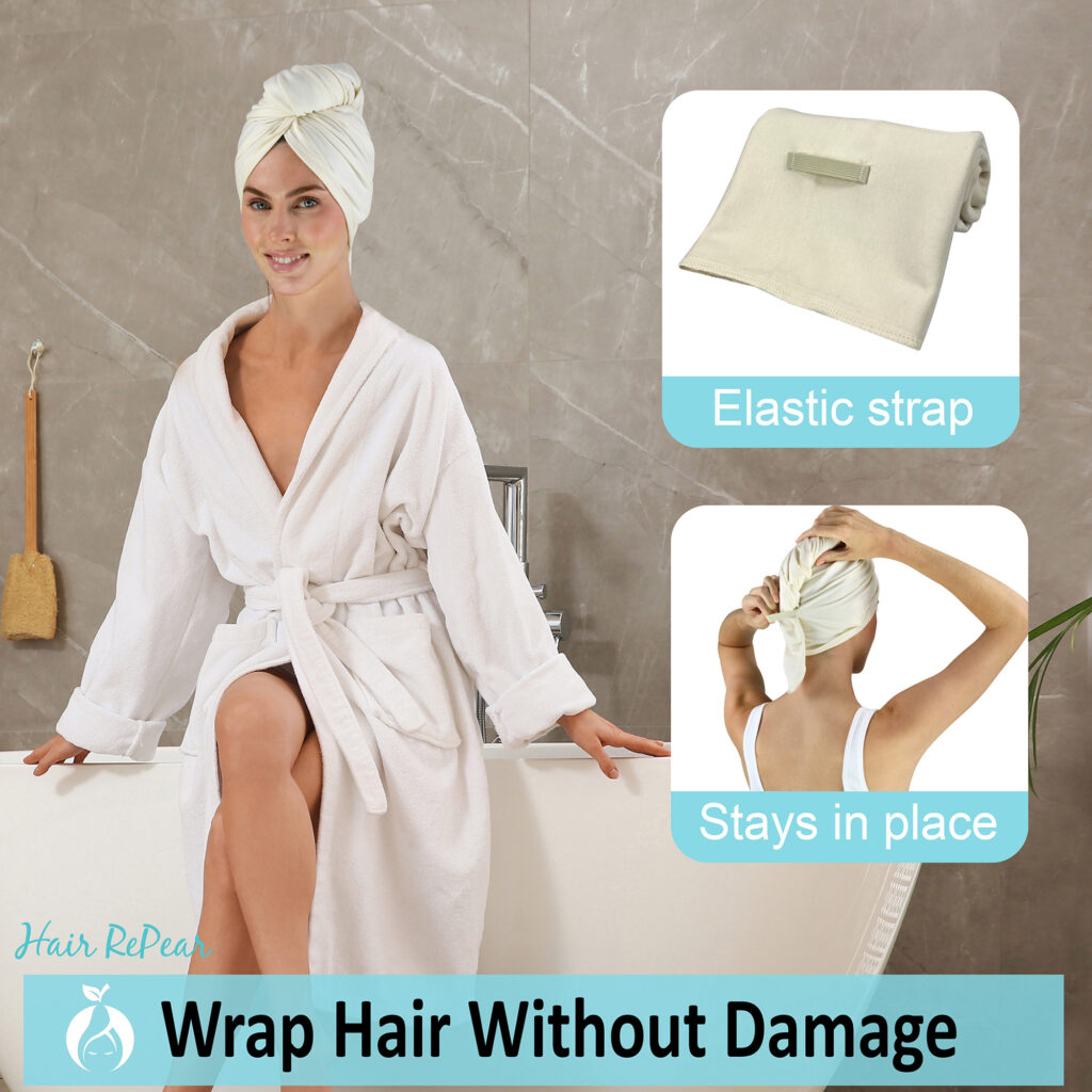 RePear Ultimate T-Shirt Hair Towel (73 x 114 cm) absorberend, bevordert gezond zonder schade of kriebelen, premium gekamd katoen, wrap, plop scrunch recht, golvend krullend haar, made in USA